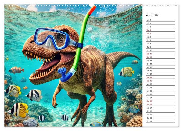 Produktbild: Sportlicher T-Rex - Mit Fun durch das Jahr (Wandkalender 2026 DIN A2 quer), CALVENDO Monatskalender