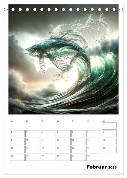 Produktbild: Wellen Illusionen (Tischkalender 2026 DIN A5 hoch), CALVENDO Monatskalender