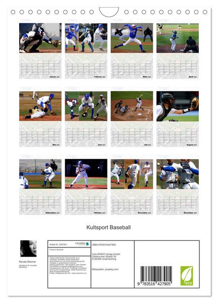 Produktbild: Kultsport Baseball (Wandkalender 2026 DIN A4 hoch), CALVENDO Monatskalender