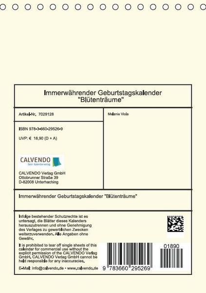 Produktbild: Immerw&auml;hrender Geburtstagskalender - Bl&uuml;tentr&auml;ume (Tischkalender immerw&auml;hrend DIN A5 hoch)