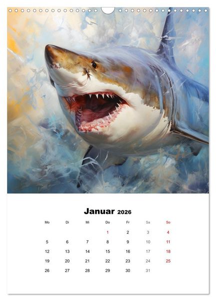 Produktbild: Tanz der Haie. Aquarelle von den K&ouml;nigen der Meere (Wandkalender 2026 DIN A3 hoch), CALVENDO Monatskalender