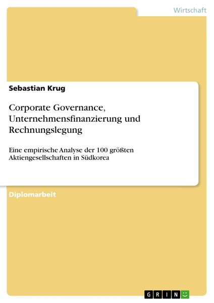Produktbild: Corporate Governance, Unternehmensfinanzierung und Rechnungslegung