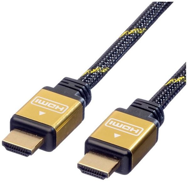 Roline HDMI Anschlusskabel HDMI-A Stecker 10.00 m Schwarz, Gold 11.04.5506 4K UHD, doppelt geschirmt, vergoldete Steckkontakte HDMI-Kabel