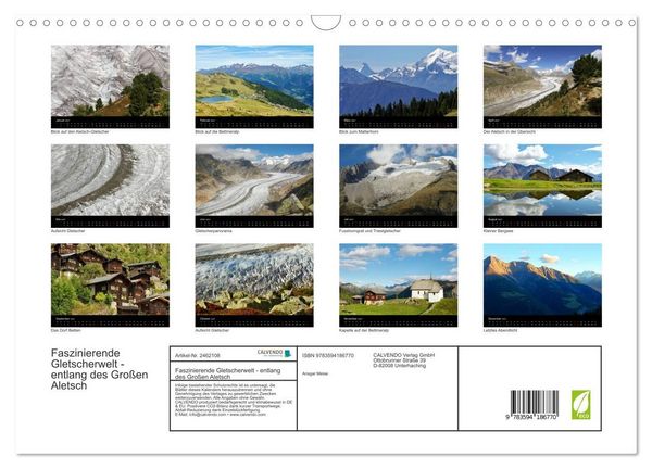 Produktbild: Faszinierende Gletscherwelt - entlang des Gro&szlig;en Aletsch (Wandkalender 2027 DIN A3 quer), CALVENDO Monatskalender