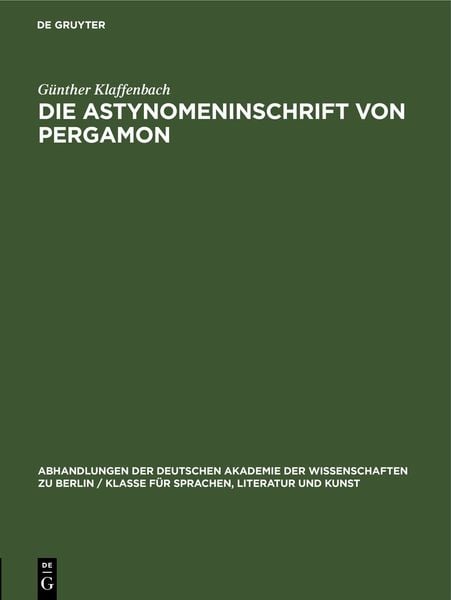 Produktbild: Die Astynomeninschrift von Pergamon