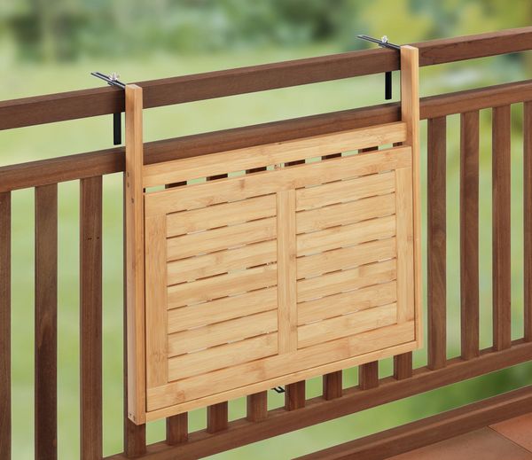 Produktbild: Bambus Balkon-Klapptisch Mod. Waikiki, zum Einh&auml;ngen an Balkongel&auml;nder