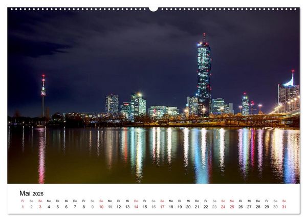 Produktbild: Wien nach Sonnenuntergang (hochwertiger Premium Wandkalender 2026 DIN A2 quer), Kunstdruck in Hochglanz