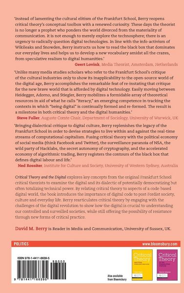 Produktbild: Critical Theory and the Digital