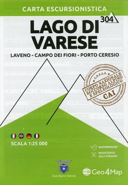 Produktbild: 304. Lago di Varese. Laveno, Campo dei Fiori, Porto Ceresio. Carta escursionistica 1:25.000