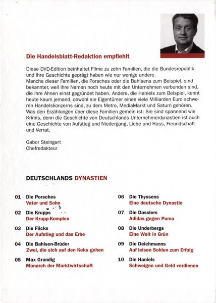 Produktbild: Deutschlands Dynastien - Pioniere/Macher/Vision&auml;re [10 DVDs]