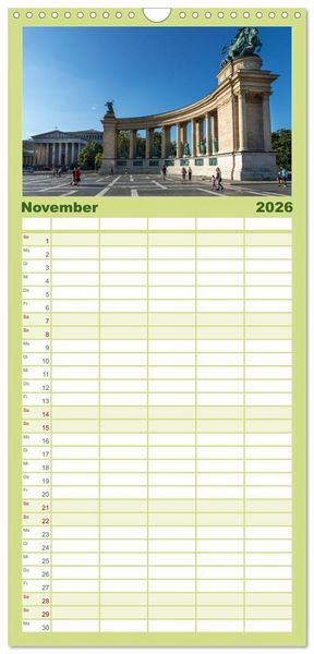 Produktbild: Familienplaner 2026 - Budapest: zwischen Parlamentsgeb&auml;ude und Burgpalast mit 5 Spalten (Wandkalender, 21 x 45 cm) CALVENDO