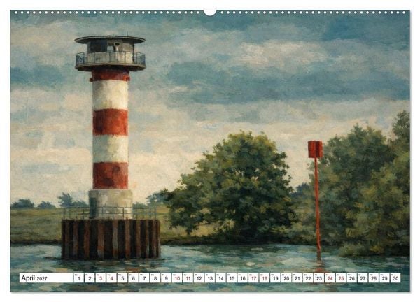 Produktbild: Leuchtt&uuml;rme an der Elbe - von Hamburg bis zur Elbm&uuml;ndung (hochwertiger Premium Wandkalender 2027 DIN A2 quer), Kunstdruck in Hochglanz