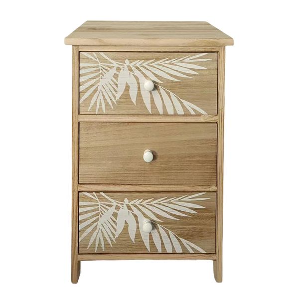 Produktbild: HTI-Living Kommode Melia 3 Schubladen Palmen-Design Artisaneiche-Wei&szlig;