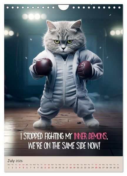 Produktbild: LUNATIC CATS Enjoy hilarious and wacky sayings (Wall Calendar 2026 DIN A4 portrait), CALVENDO 12 Month Wall Calendar