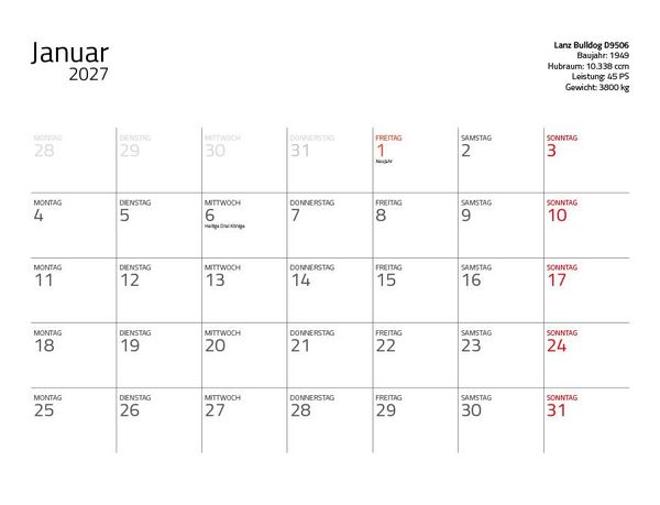 Produktbild: Traktor Klassiker 2027 &ndash; Eintragkalender