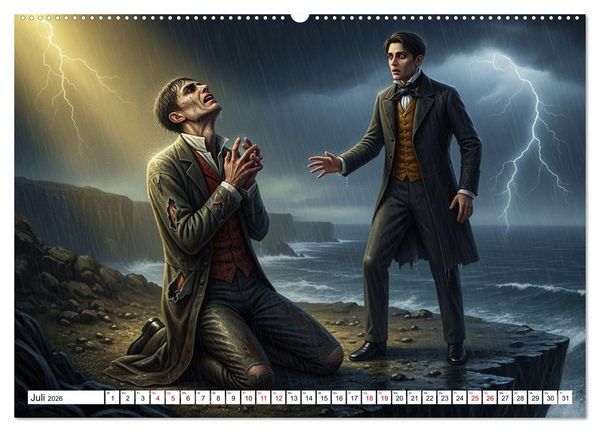 Produktbild: Victor Frankenstein und seine Sch&ouml;pfung (hochwertiger Premium Wandkalender 2026 DIN A2 quer), Kunstdruck in Hochglanz