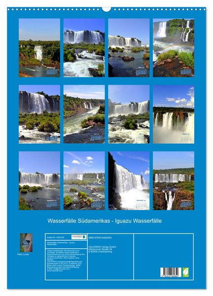 Produktbild: Wasserf&auml;lle S&uuml;damerikas - Iguazu Wasserf&auml;lle (Wandkalender 2026 DIN A2 hoch), CALVENDO Monatskalender