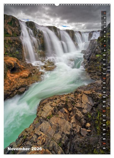Produktbild: Wasserf&auml;lle auf Island (hochwertiger Premium Wandkalender 2026 DIN A2 hoch), Kunstdruck in Hochglanz