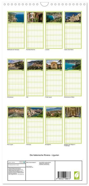 Produktbild: Familienplaner 2026 - Die Italienische Riviera - Ligurien mit 5 Spalten (Wandkalender, 21 x 45 cm) CALVENDO