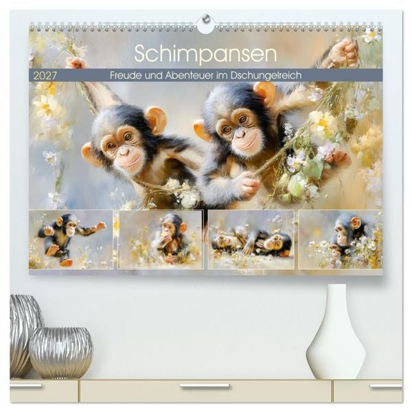 Produktbild: Schimpansen. Freude und Abenteuer im Dschungelreich (hochwertiger Premium Wandkalender 2027 DIN A2 quer), Kunstdruck in Hochglanz