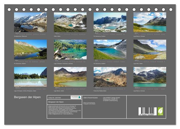 Produktbild: Bergseen der Alpen (Tischkalender 2026 DIN A5 quer), CALVENDO Monatskalender