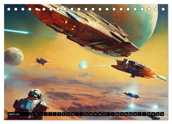 Produktbild: Futuristische Weltraumschlachten (Tischkalender 2026 DIN A5 quer), CALVENDO Monatskalender
