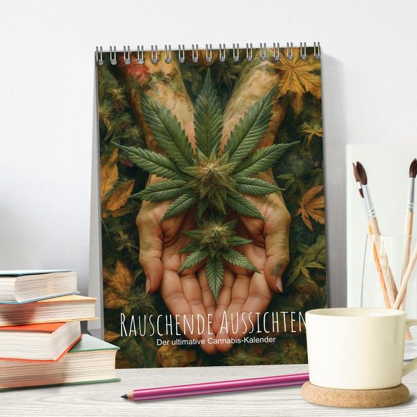 Produktbild: Rauschende Aussichten - Der ultimative Cannabis-Kalender (Tischkalender 2026 DIN A5 hoch), CALVENDO Monatskalender