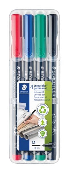 Produktbild: STAEDTLER Universalstift Lumocolor&reg; permanent M, 4er Set farbig