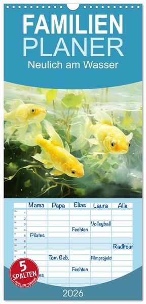 Produktbild: Familienplaner 2026 - Neulich am Wasser mit 5 Spalten (Wandkalender, 21 x 45 cm) CALVENDO