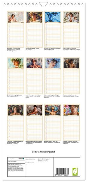 Produktbild: Familienplaner 2026 - G&ouml;tter in Menschengestalt mit 5 Spalten (Wandkalender, 21 x 45 cm) CALVENDO