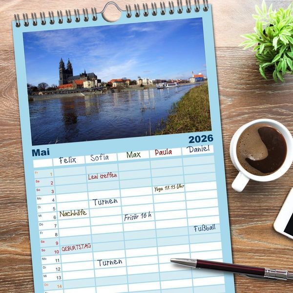 Produktbild: Familienplaner 2026 - Landeshauptstadt Magdeburg mit 5 Spalten (Wandkalender, 21 x 45 cm) CALVENDO