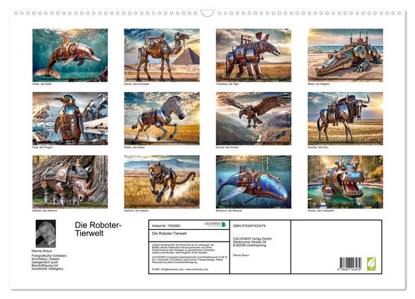 Produktbild: Die Roboter-Tierwelt (Wandkalender 2026 DIN A2 quer), CALVENDO Monatskalender