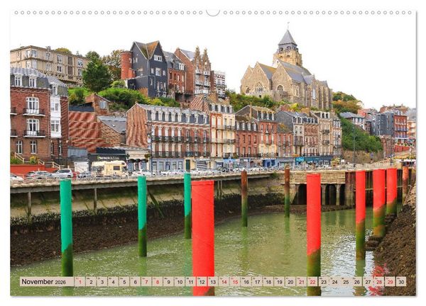 Produktbild: An der franz&ouml;sischen Alabasterk&uuml;ste - Mers-les-Bains und Le Tr&eacute;port (hochwertiger Premium Wandkalender 2026 DIN A2 quer), Kunstdruck in Hochglanz