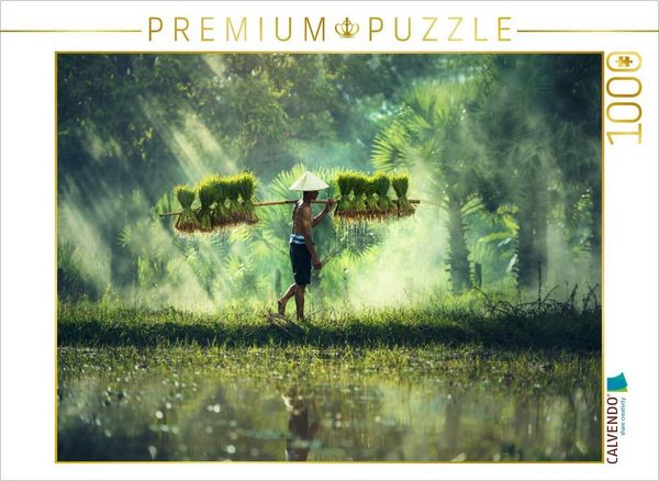 Produktbild: CALVENDO Puzzle Vietnam - Reisbauer mit Reissch&ouml;&szlig;lingen | 1000 Teile Lege-Gr&ouml;&szlig;e 64x48cm Foto-Puzzle f&uuml;r gl&uuml;ckliche Stunden