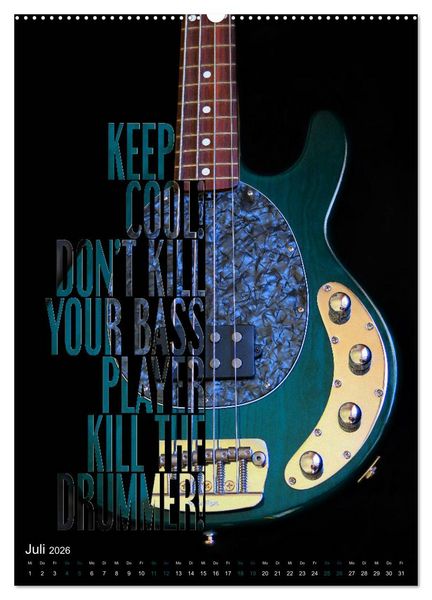 Produktbild: Rockgitarren Textposter (hochwertiger Premium Wandkalender 2026 DIN A2 hoch), Kunstdruck in Hochglanz