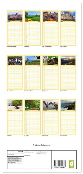 Produktbild: Familienplaner 2026 - Entdecke Galapagos mit 5 Spalten (Wandkalender, 21 x 45 cm) CALVENDO