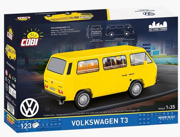 Produktbild: COBI 24634 - VW Volkswagen T3, gelb, Bausatz 1:35, 123 Klemmbausteine