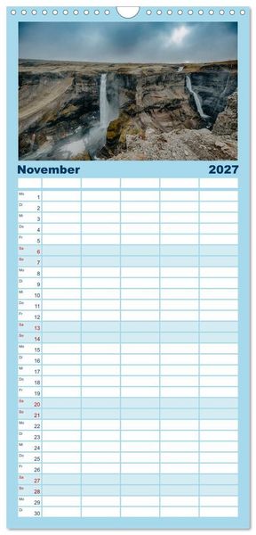 Produktbild: Familienplaner 2027 - Island - Rundreise im Oktober mit 5 Spalten (Wandkalender, 21 x 45 cm) CALVENDO