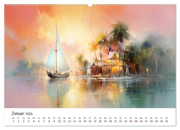 Produktbild: Karibisches Flair (hochwertiger Premium Wandkalender 2026 DIN A2 quer), Kunstdruck in Hochglanz