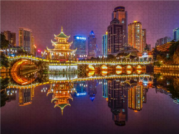 Produktbild: CALVENDO Puzzle Fuyu Br&uuml;cke Guiyang (China), Nanming River | 1000 Teile Lege-Gr&ouml;&szlig;e 64x48cm Foto-Puzzle f&uuml;r gl&uuml;ckliche Stunden