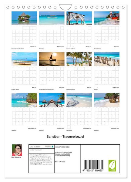 Produktbild: Sansibar - Traumreiseziel (Wandkalender 2026 DIN A4 hoch), CALVENDO Monatskalender