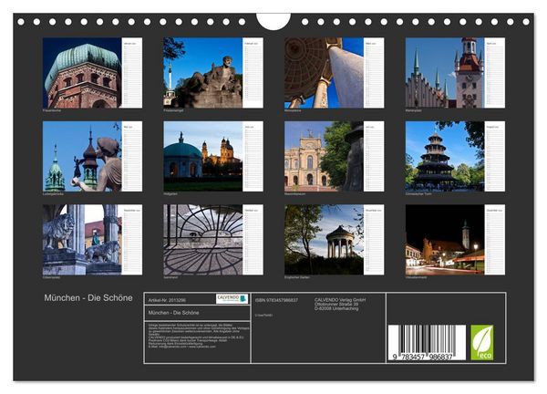 Produktbild: M&uuml;nchen - Die Sch&ouml;ne (Wandkalender 2026 DIN A4 quer), CALVENDO Monatskalender