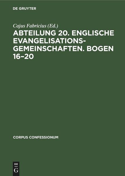 Produktbild: Abteilung 20. Englische Evangelisationsgemeinschaften. Bogen 16-20