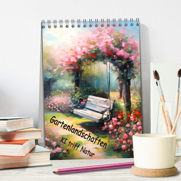 Produktbild: Gartenlandschaften - Ki trifft Natur (Tischkalender 2026 DIN A5 hoch), CALVENDO Monatskalender