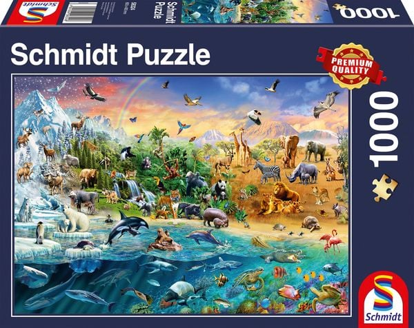Produktbild: Puzzle Schmidt Spiele 58324 Die Welt der Tiere 1000 Teile