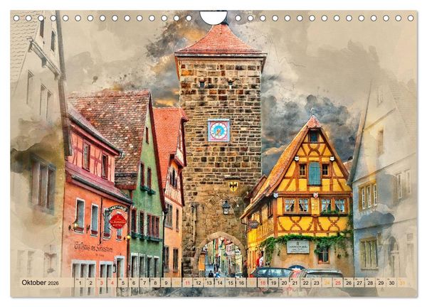 Produktbild: Romantische St&auml;dte - Rothenburg ob der Tauber (Wandkalender 2026 DIN A4 quer), CALVENDO Monatskalender
