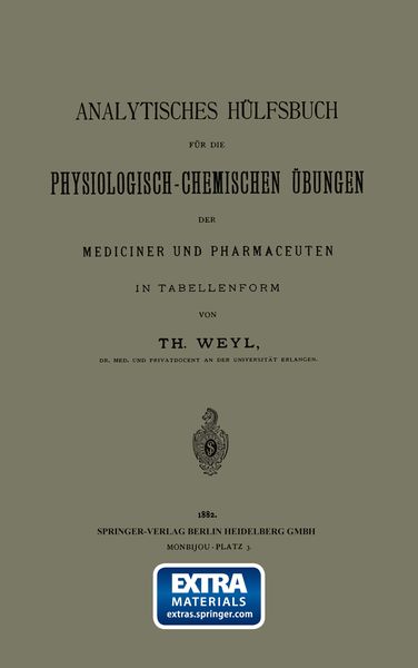 Produktbild: Analytisches H&uuml;lfsbuch f&uuml;r die Physiologisch-Chemischen &Uuml;bungen der Mediciner und Pharmaceuten in Tabellenform