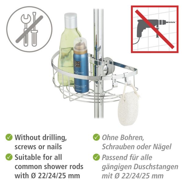 Produktbild: Duschstangencaddy Mod. Floresta Rund, Anbringung ohne Bohren und Schrauben