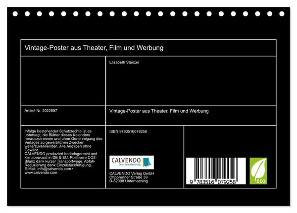 Produktbild: Vintage-Poster aus Theater, Film und Werbung (Tischkalender 2026 DIN A5 quer), CALVENDO Monatskalender