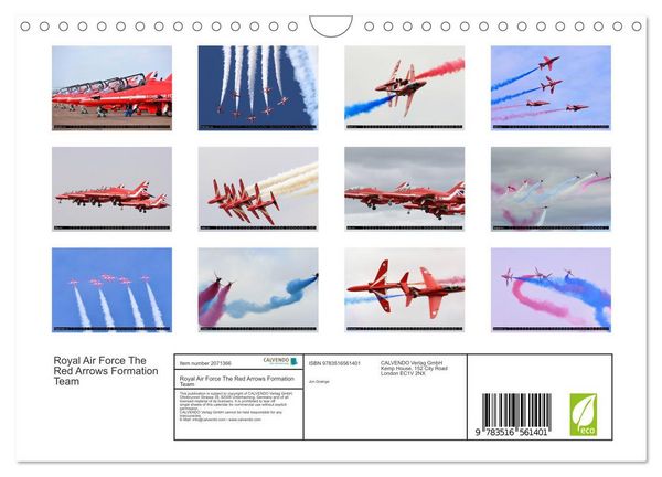 Produktbild: Royal Air Force The Red Arrows Formation Team (Wall Calendar 2026 DIN A4 landscape), CALVENDO 12 Month Wall Calendar